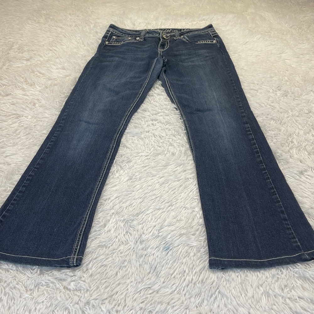L.A. Idol High Rise Dark Blue Jeans WOMENS SIZE 7 THEY HAVE BEEN HEEMED TO 30 in